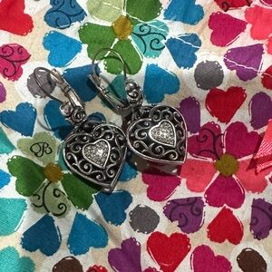Brighton Silver French hook Heart Earrings